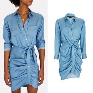 VERONICA BEARD Sierra Ruched Dress In LAGUNA